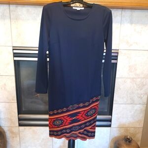Boston Proper Size 6 Navy Blue Long Sleeve Dress!